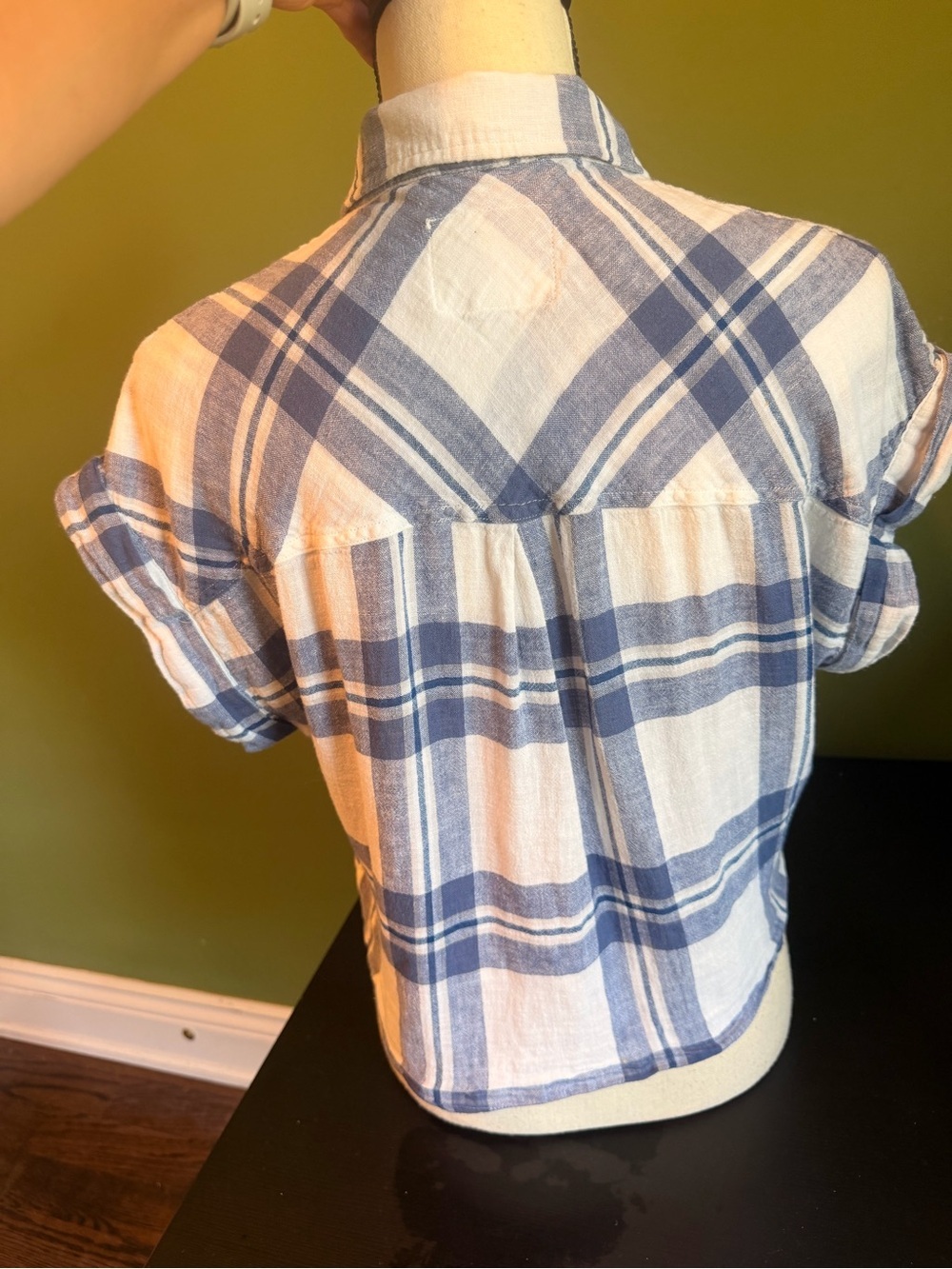 Rails Blue Plaid Crop Tie-Front Shirt - Women - Picture 7 of 13